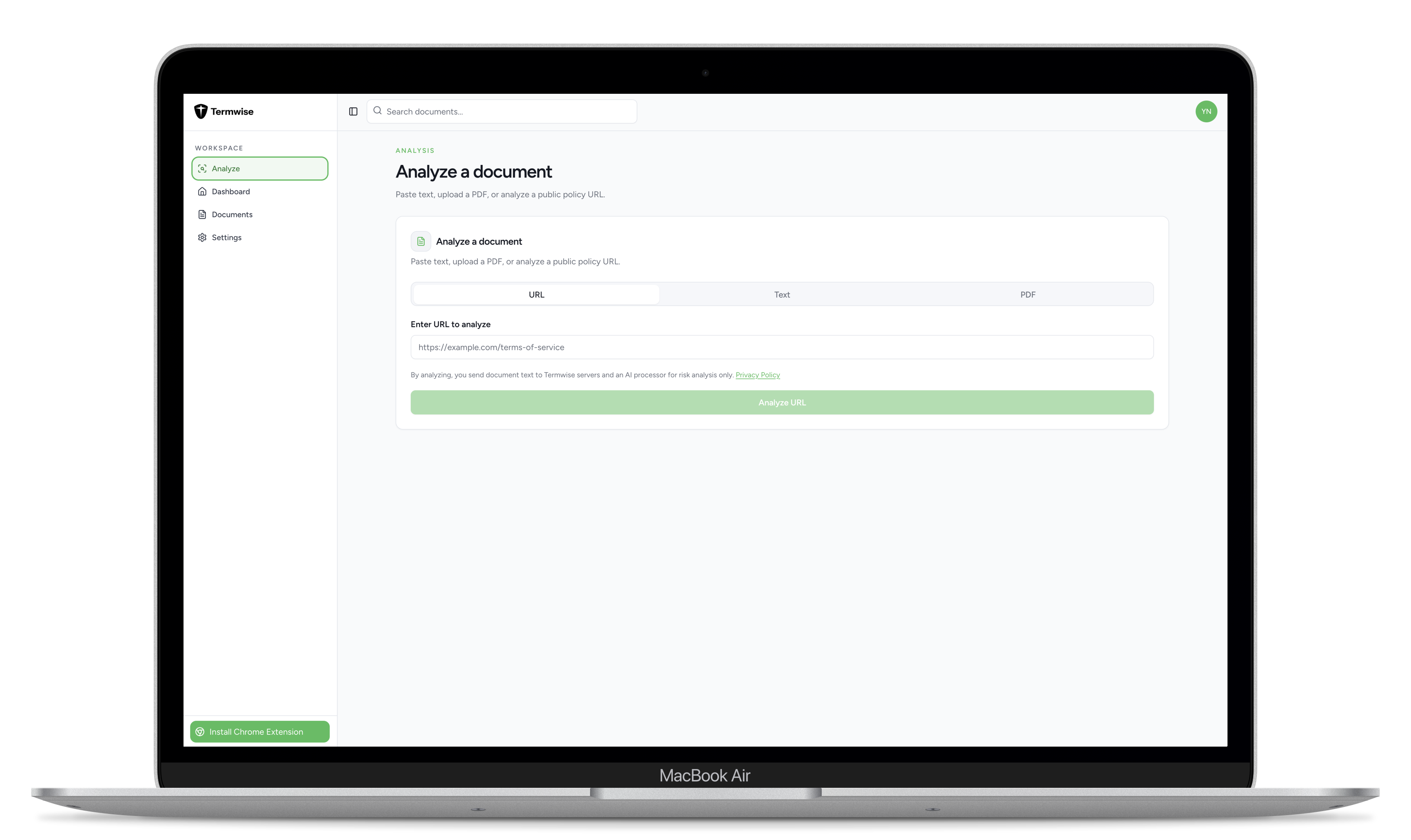 Screenshot of Termwise Analyze Any Document feature